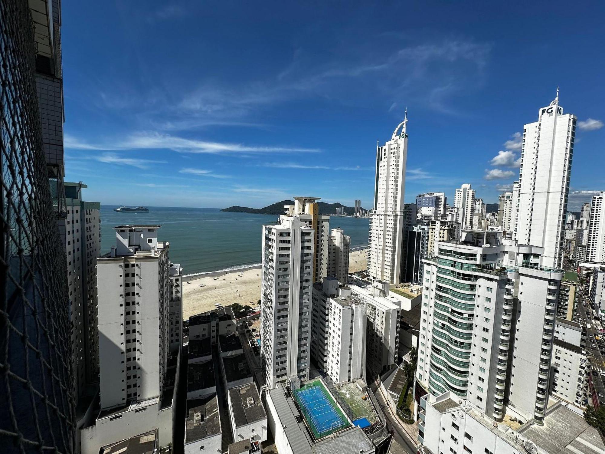 Ct01- Vista Mar| Telas Protecao| Churrasq, Garagem Balneário Camboriú Exterior foto